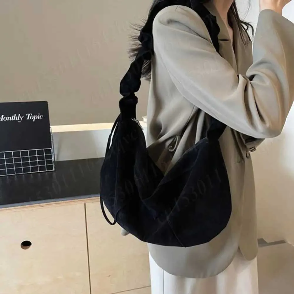 Borsa a mano piccola Hobo Tote multitasche in pelle scamosciata da donna con tracolla regolabile, borsa a mezzaluna, mini pochette a tracolla_voghion.com