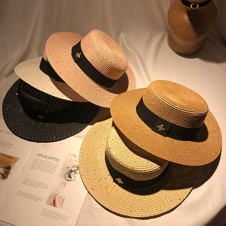 Strohhut Für Damen Modischer Designer Sonnenhut Mit Biene_voghion.com