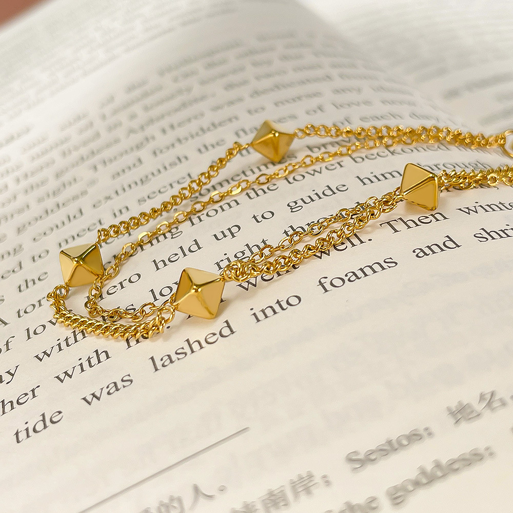 Geometric Accessory/ Temperament Twin Chain Titanium Steel Bracelet For Women_voghion.com