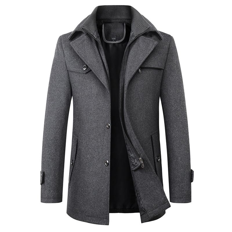 Uldfrakke Mænd Business Casual Mode Tyk Varm Oversize Trenchcoat til mænd_voghion.com
