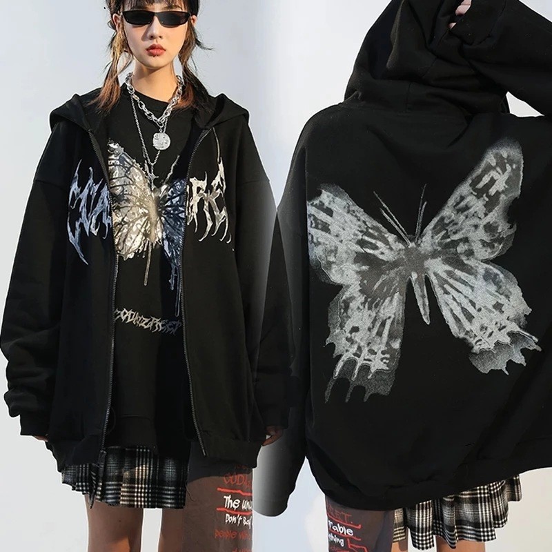 Gothic Schmetterling Kapuzenjacke Herren Für Herbst Und Winter_voghion.com