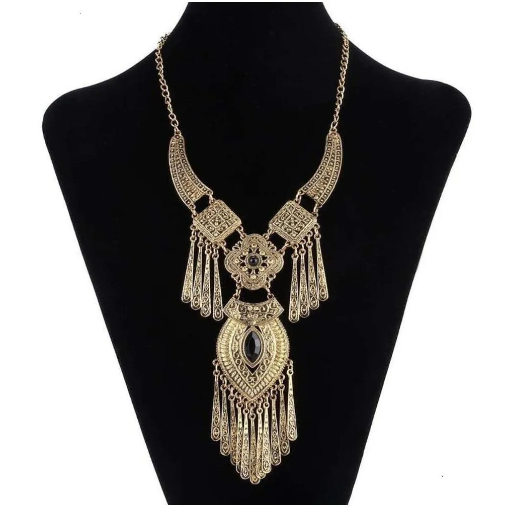 Colares com pingentes 2024 Moda Gypsy Collares Gargantilha Colar boêmio Collier Femme Jóias Declaração Vintage Mulheres_voghion.com