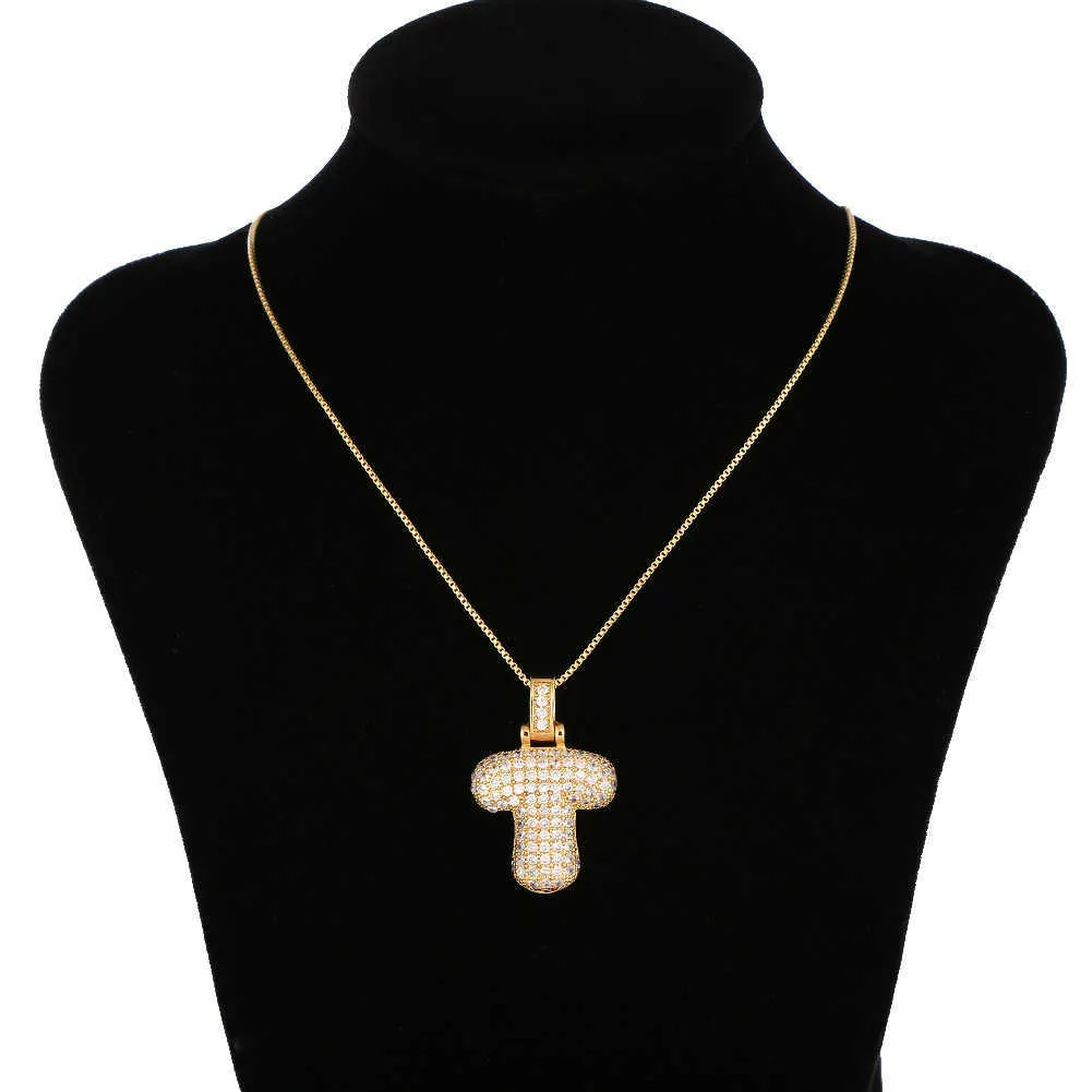 Collier lettre bubble plaqué or avec pendentif zirconia_voghion.com