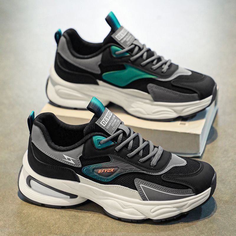 Jesienne nowe oddychające buty sportowe z siateczki, męskie modne i uniwersalne, gruba podeszwa, antypoślizgowe, codzienne buty dla taty_voghion.com