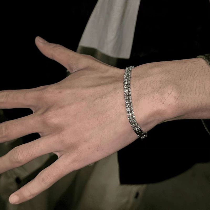 Titanium Zircon Herre Rustfrit Stål Herre Tennisarmbånd Dame Smykker_voghion.com