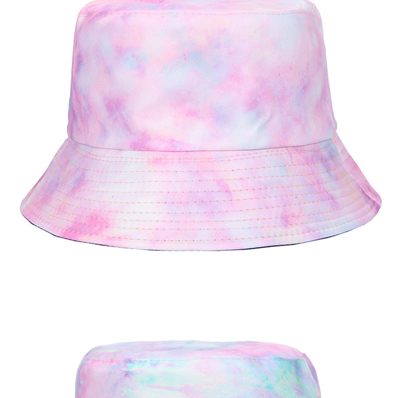 Summer New Tie Dyed Printed Wide Eaf Flat Top Unisex Outdoor Sunscreen Fisherman Hat  Bucket hat_voghion.com