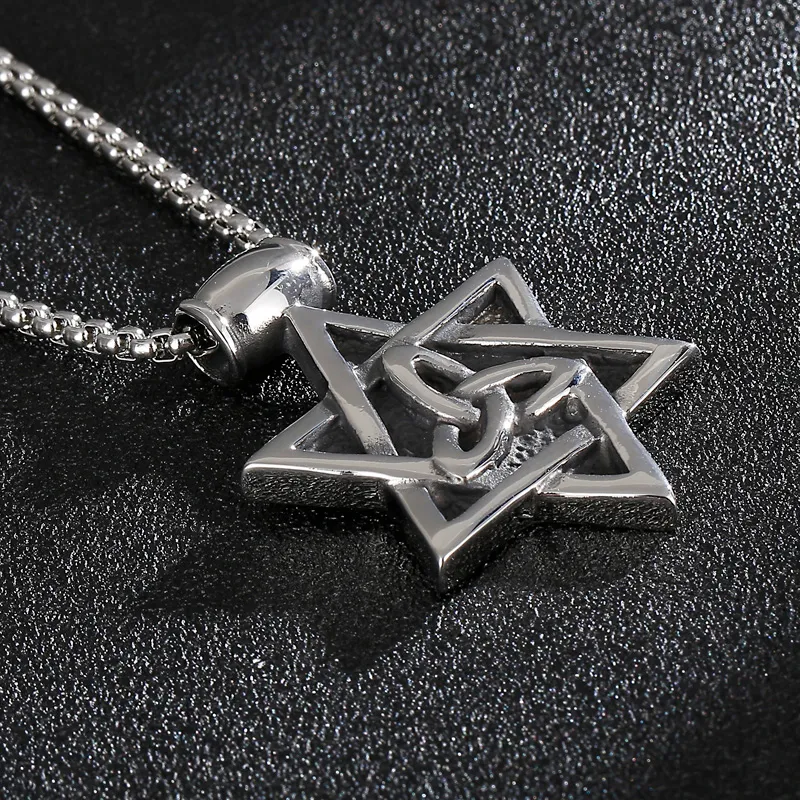 Collana con ciondolo a sei punte in acciaio inox per uomo_voghion.com