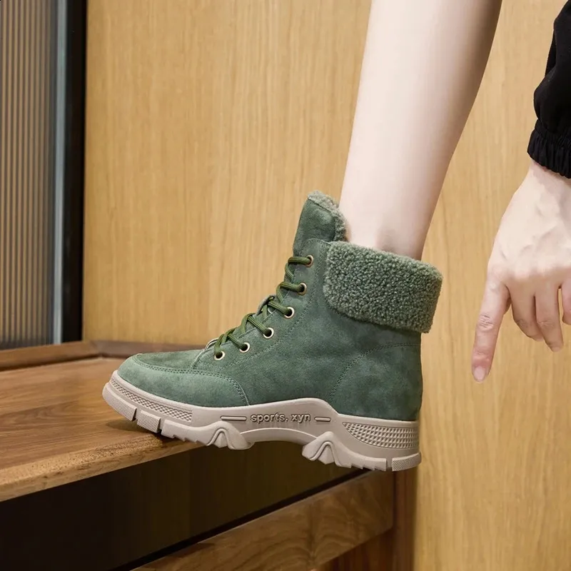 AIYUQI Sne Vintersko Skridsikre Flade Stor Størrelse Ægte Læder Dame Ankelstøvler 240719_voghion.com