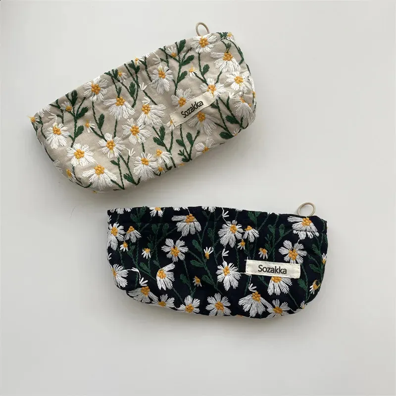 Trousse de toilette en toile imprimée rétro tendance, grande capacité, pour femmes, trousse de voyage pour cosmétiques, sacs de rangement pour maquillage 240815_voghion.com