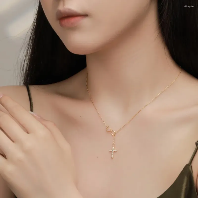 Collier en croix de couleur HX Sier, petit et micro ensemble, pendentif en zircon, chaîne personnalisée, collier tendance_voghion.com