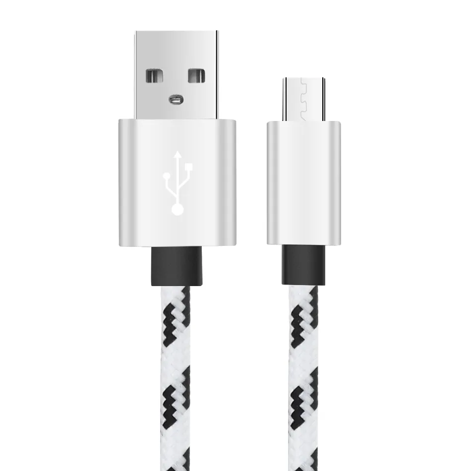 Câble de charge haute vitesse de type C, boîtier métallique, cordon de synchronisation 2 A, câble de données tressé, chargeur Micro USB 8 pour téléphone portable_voghion.com
