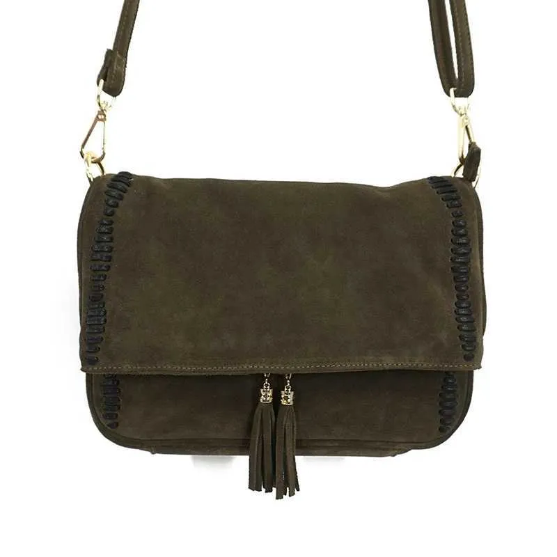 Sac à bandoulière en daim véritable et nubuck pour femme, sac à bandoulière latéral à franges, sac de créateur Za, taille moyenne, élégant au quotidien_voghion.com