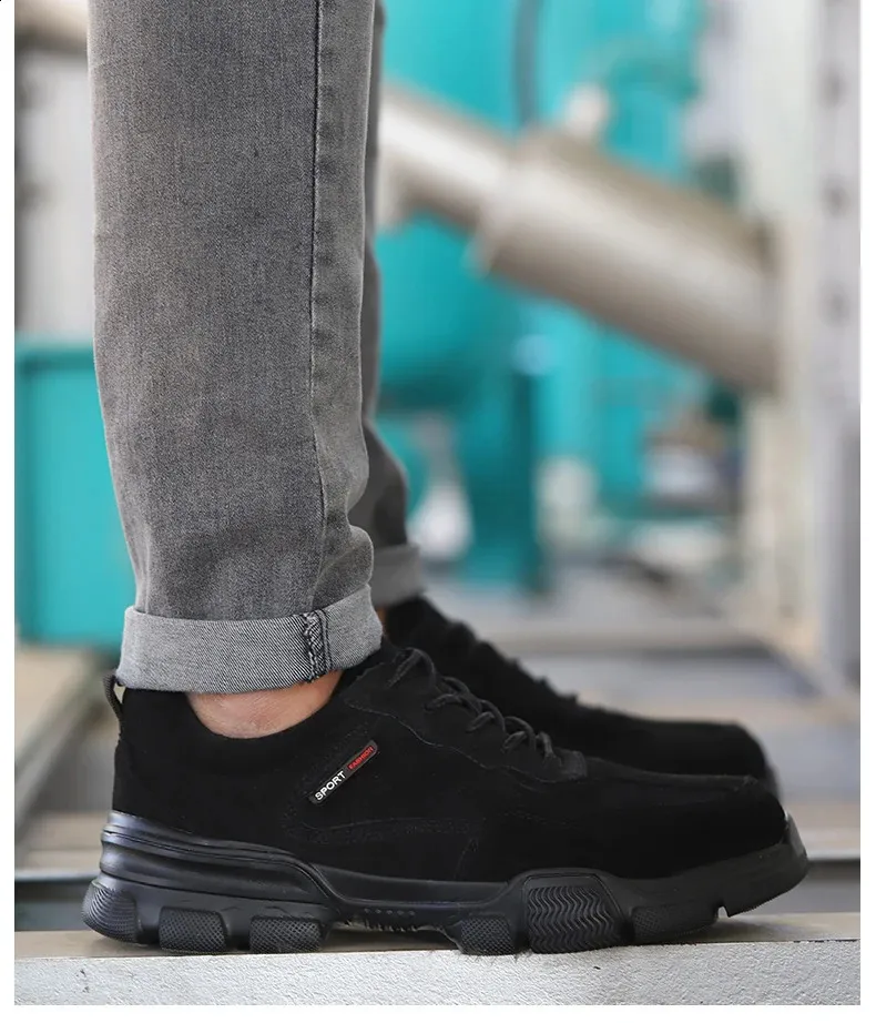 Arbejdssikkerhed Herre slip-on letvægts ståltåkapper, ikke-nedbrydelige, punkteringssikre arbejdssko til mænd_voghion.com