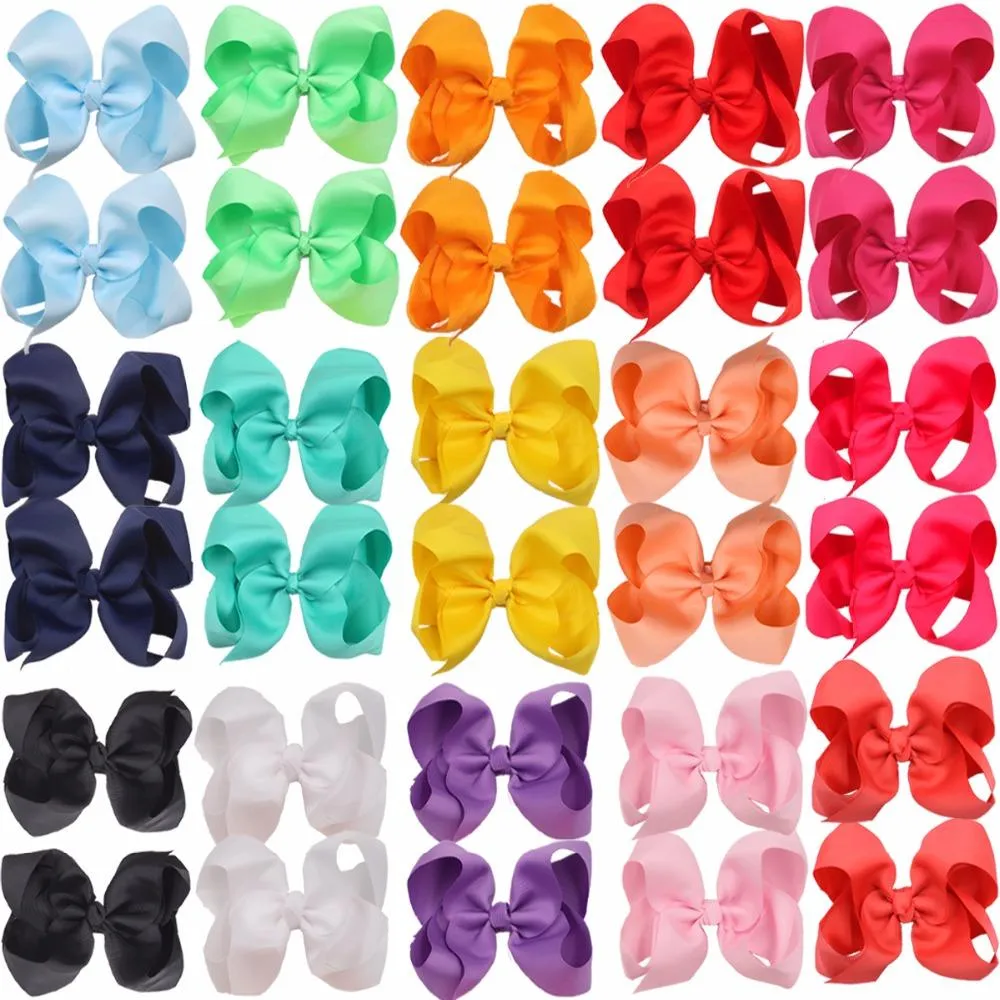 30 Pcs 6 Inch Big Grosgrain Girls 15pairs 6" Bows Alligator Clips For Teens Kids Toddlers Hair Accessories_voghion.com