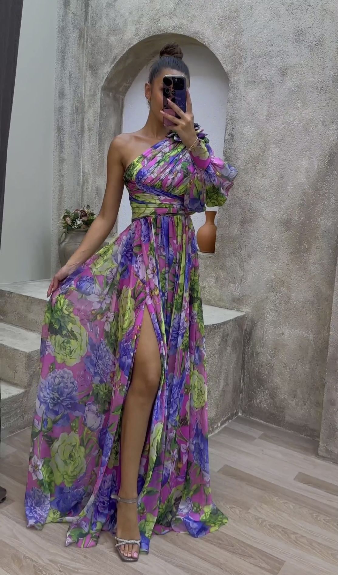 Women's Fashion Floral Dress Long Skirt High-end Floral Skirt_voghion.com
