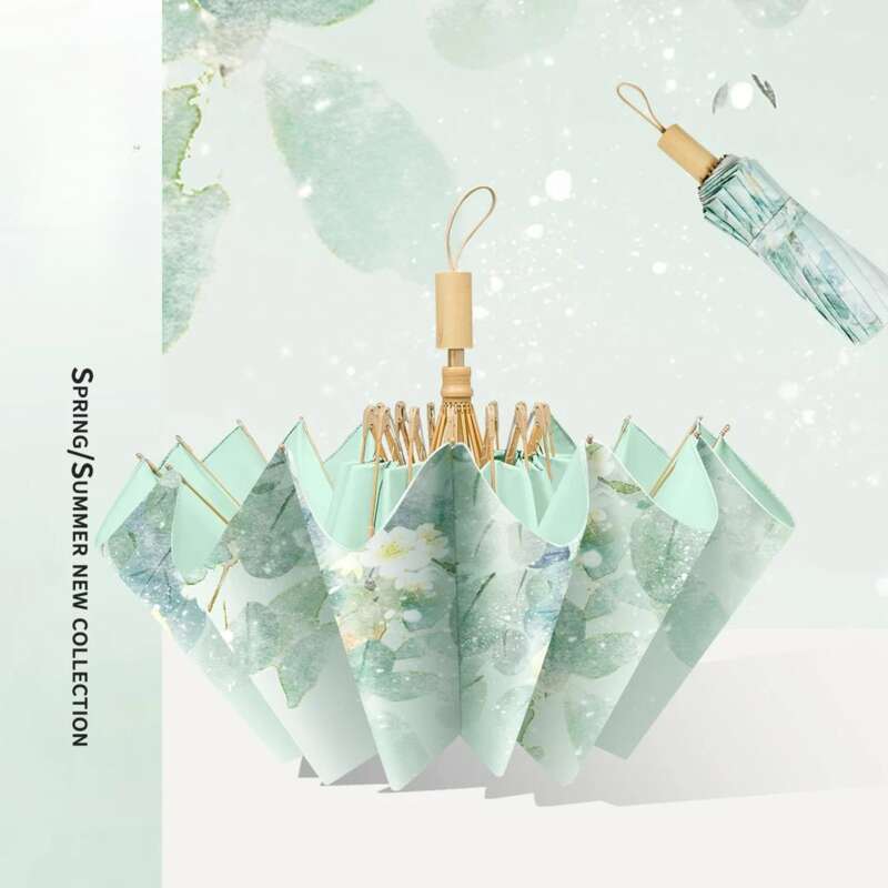 16 Bone Colored Rubber Dual-purpose Sunshade For Both Rain Light, Foldable High-end Feeling, Protection And UV_voghion.com