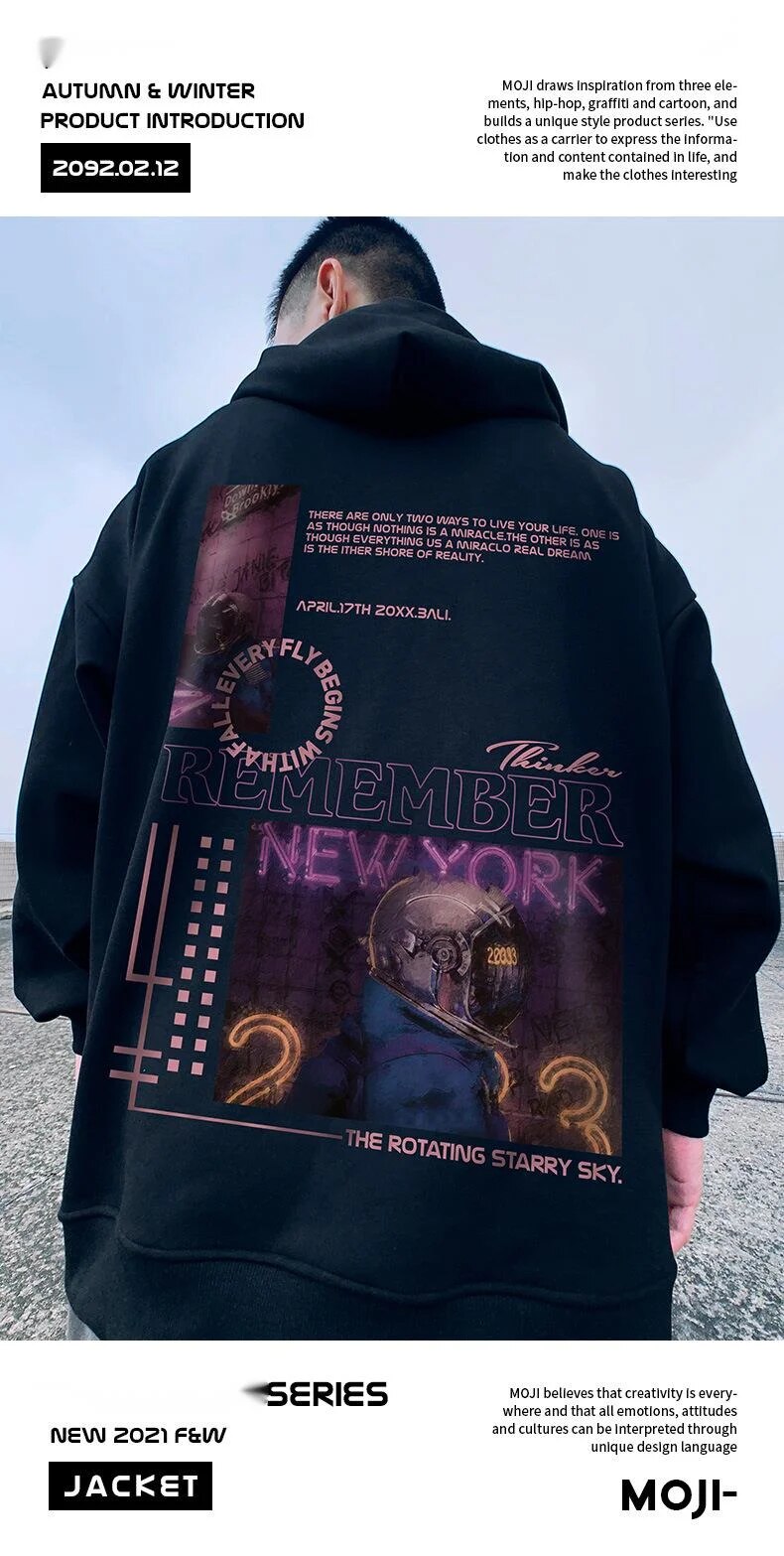 Americký oversized kardigan, mikina s kapucí, Instagram, trendy pánské oblečení s oversized kapucí, podzimní a zimní šedá_voghion.com