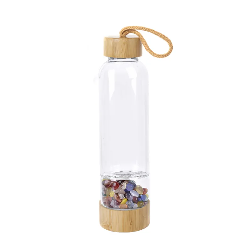 Collares colgantes creativos de cristal de cuarzo natural, botella de agua de vidrio, grava, piedra irregular, taza, punta, varita curativa_voghion.com