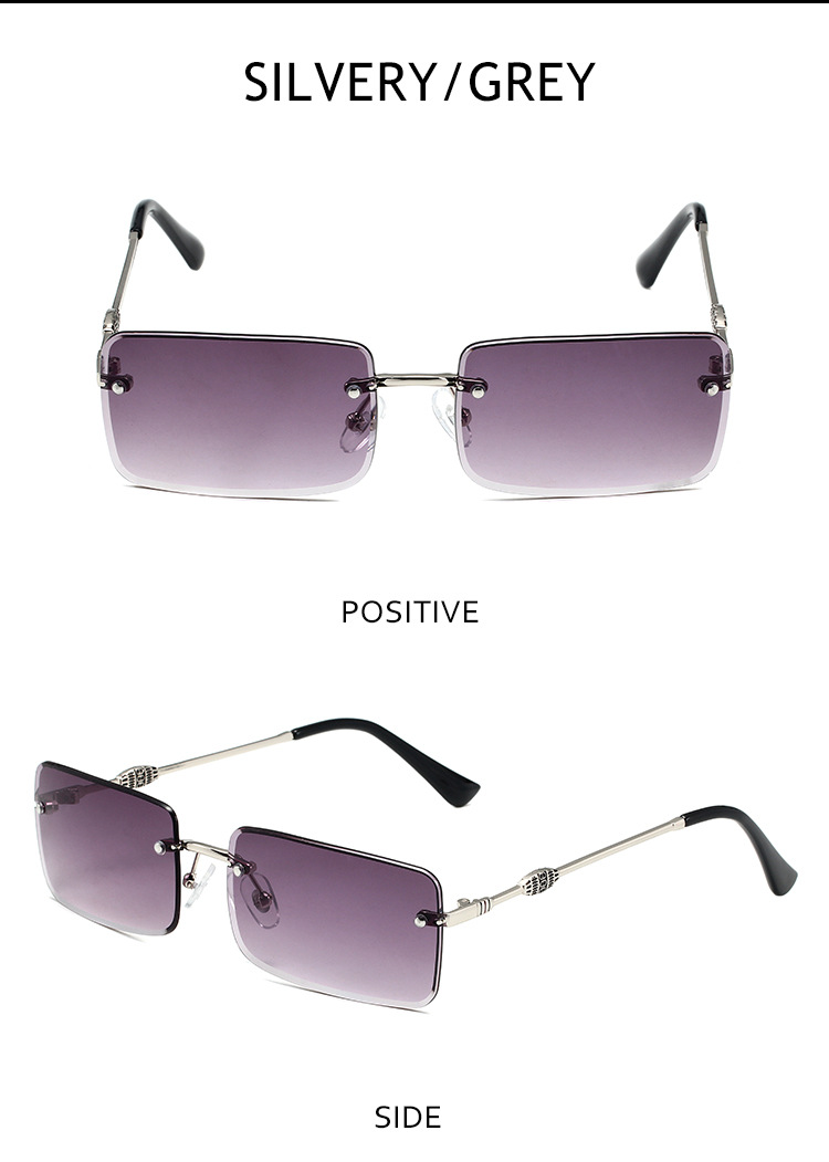 Herenzonnebrillen Eenvoudige frameloze vierkante metalen zonnebril Trendy heren- en damesmode Straatfotografie zonnebrillen Zonnebrillen_voghion.com