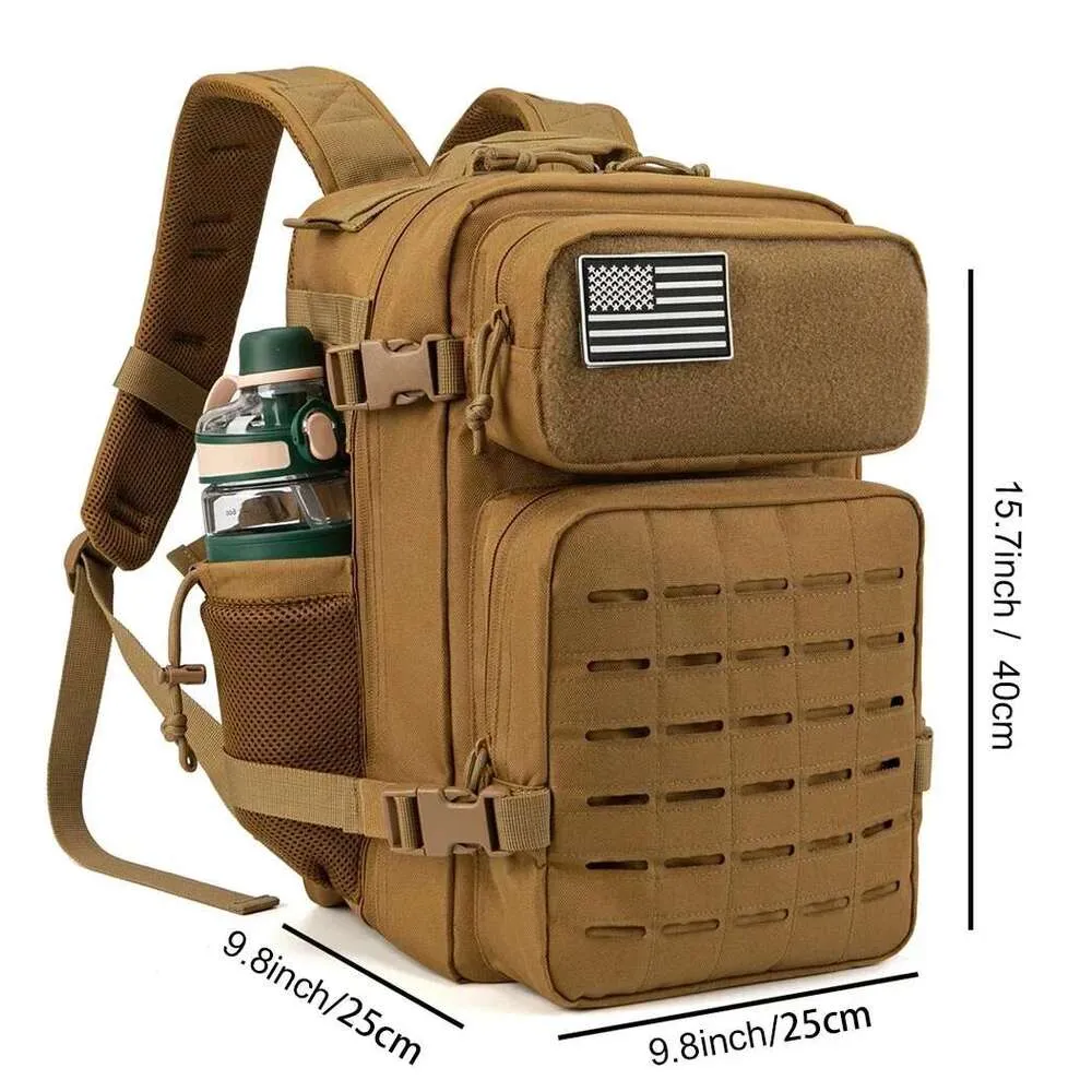Zaino tattico da 25L/45L per donna/uomo, per sopravvivenza all'aperto, con taglio laser, Molle, per escursionismo, scuola, palestra, zaino con doppia tazza_voghion.com