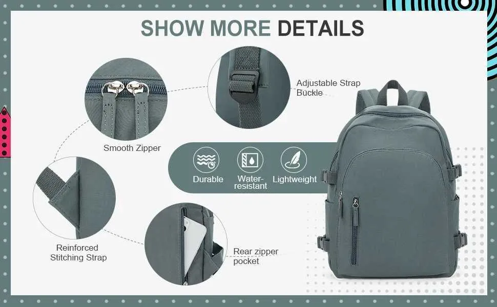 School For Women Men Waterproof College Lightweight Travel Backpack Rucksack Casual Daypack Laptop BackpacksC241116_voghion.com