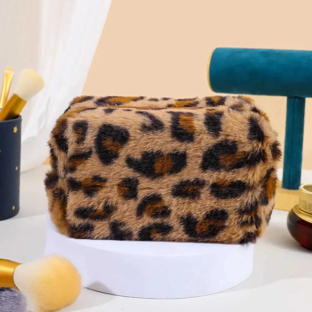 Leopardpels Blød Rejseorganisator Dame Makeuptaske Essentiel Håndtaske Y241023_voghion.com