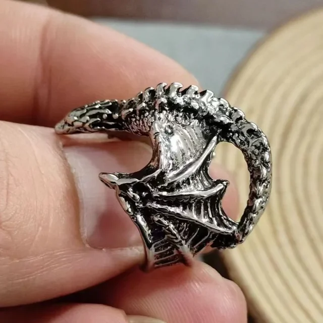 Fashion Punk Syle Game of Thrones Black Wings Opening Rings for Women Men Vinage Hip Hop Rock Finger Jewelry Dragon Family_voghion.com