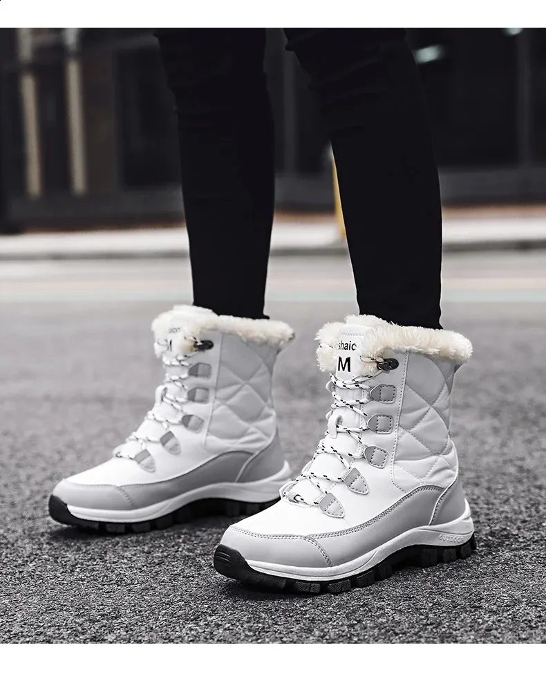 Enkel Dames Winterschoenen Houd Warm Antislip Zwarte Sneeuw Dames Veterlaarzen Chaussures Femme Laarsjes Dames Platte Laars_voghion.com