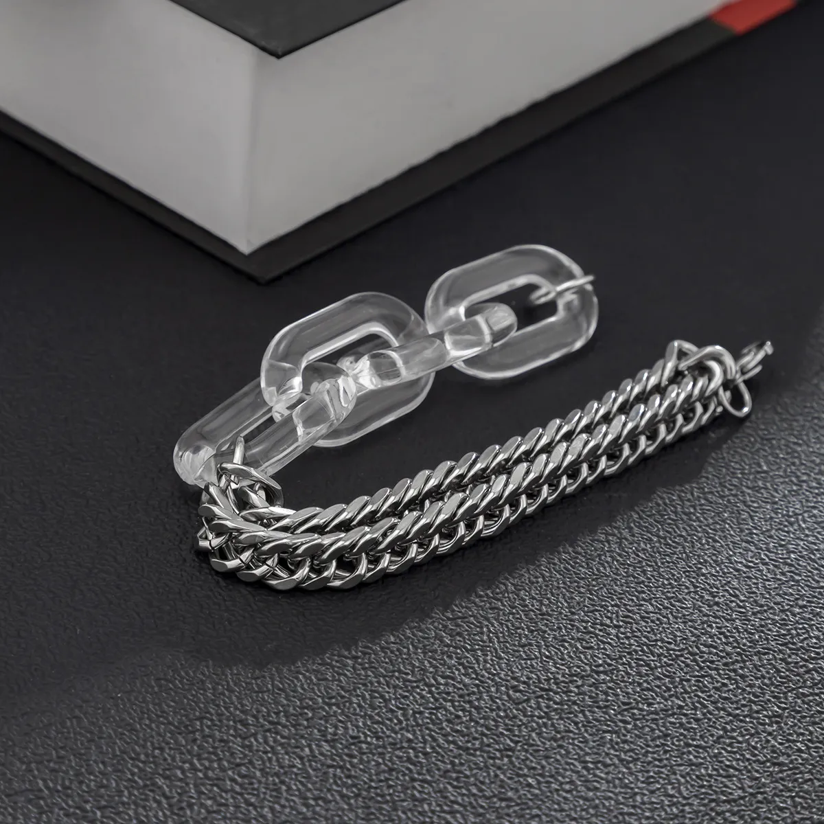Collier en chaîne en métal simple et transparent en acrylique avec épissure pour le cou et la clavicule, bijoux pour hommes_voghion.com