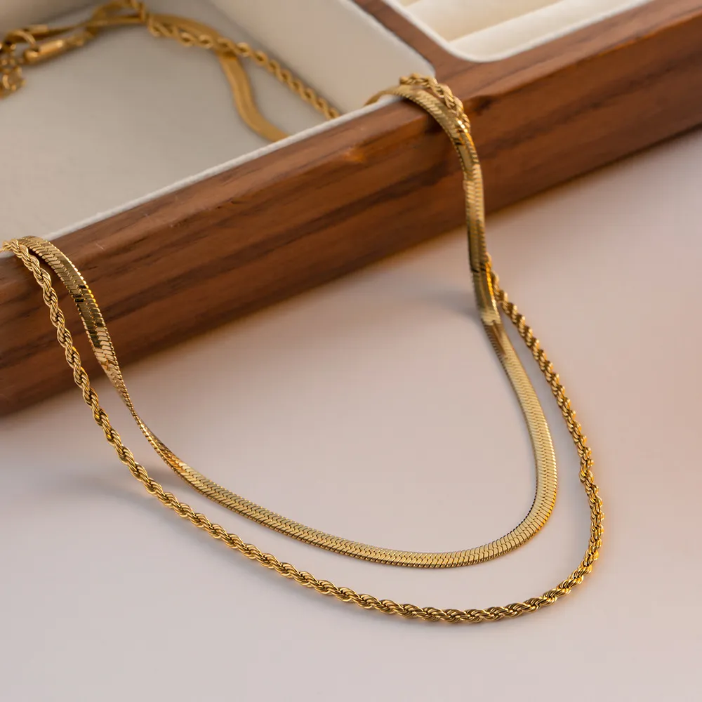 Collana catena doppio strato design serpente lama gioiello_voghion.com