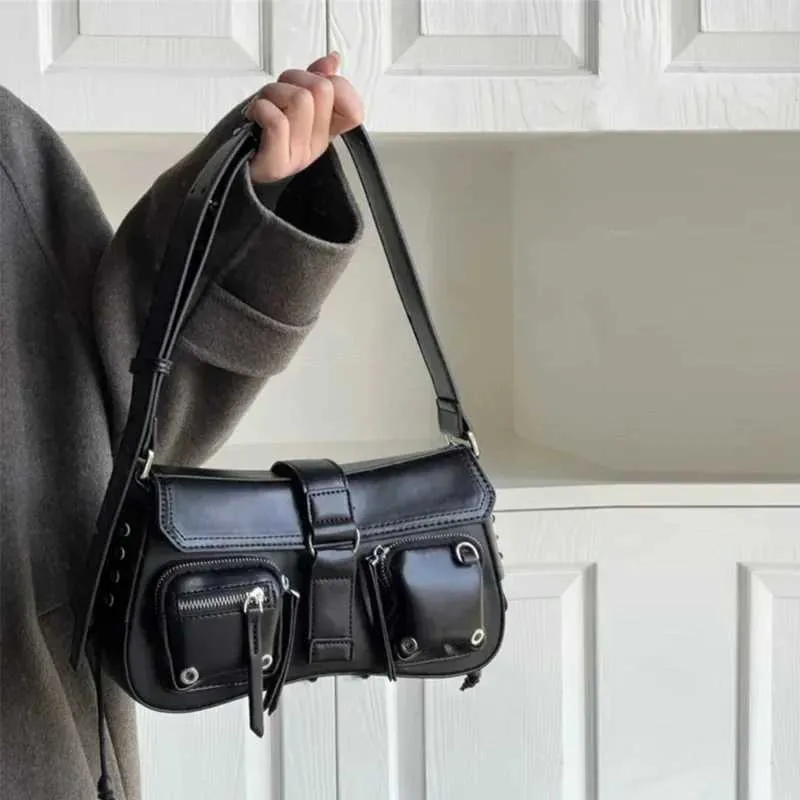 Y2K Koreanische Frauen Haruku Vintage Gothic Schwarze Handtasche Ästhetische Elegante Punk Geldbörse Handtasche Schulter Trend Tote_voghion.com