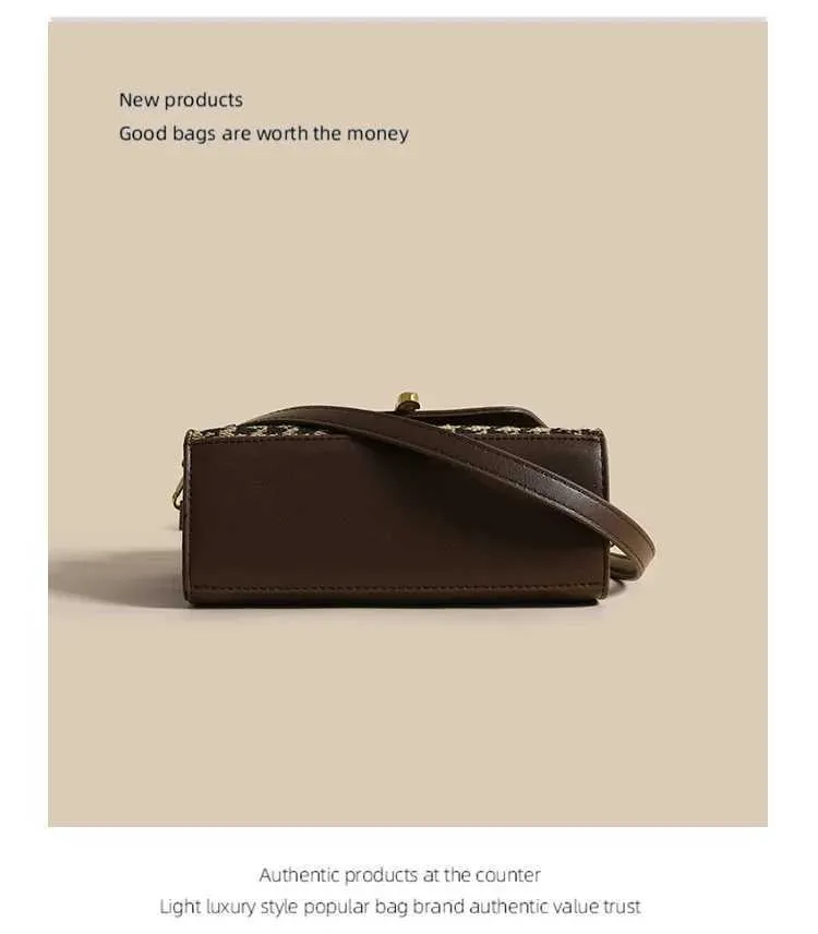2024 Novas Mulheres Tote Canvas Splicing Couro Pequeno Quadrado Premium Qianniao Grid Bolsa de Axila Único Ombro Crossbody_voghion.com
