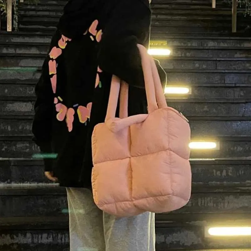 Designer Puffy Umhängetasche Gesteppte Baumwolle Damen Shopper_voghion.com