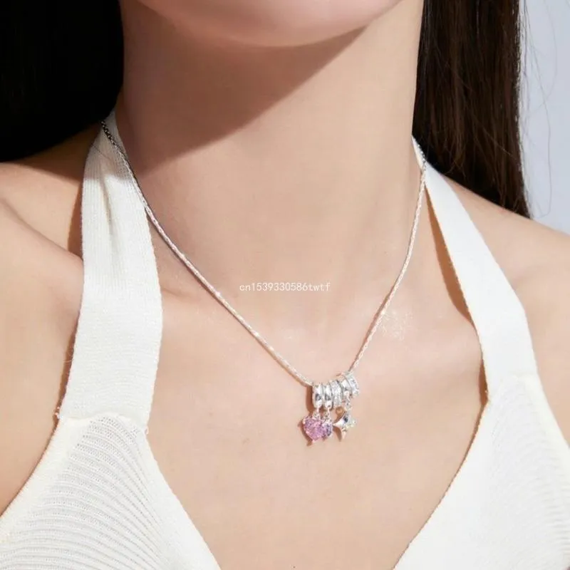 Colliers pendentifs Collier délicat Étoile Coeur Bijoux Ras du cou Chaîne épaisse Y2K Clavicule Femmes Fille Anniversaire Dropship_voghion.com