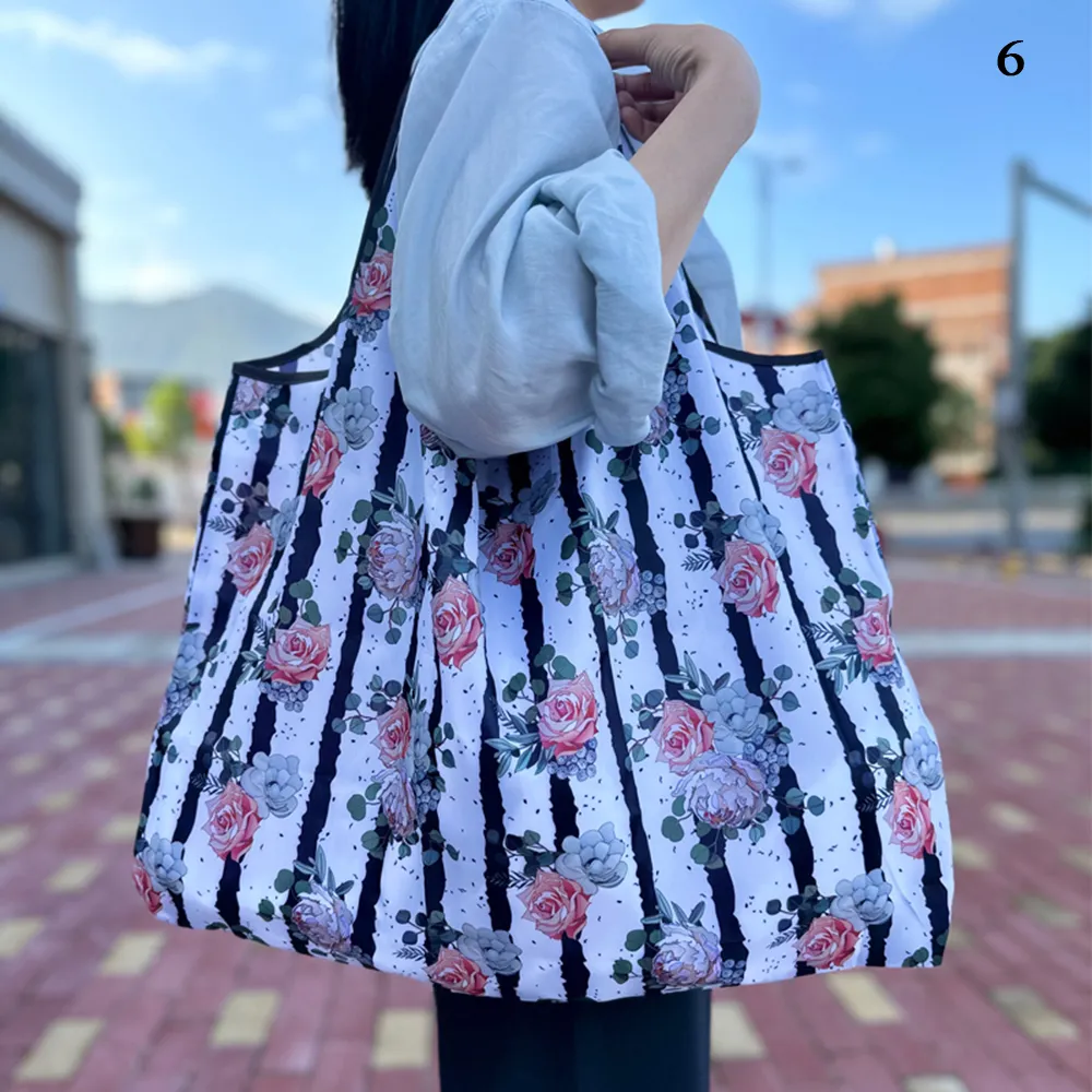 Oxford Cloth Folding Big Portable Storage Large-capacity Washable Reusable Foldable Shopping Bag Handbags_voghion.com