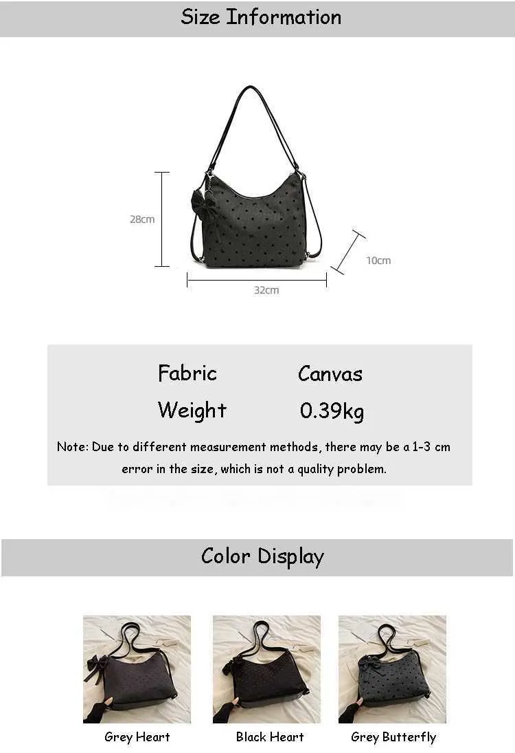 Vintage Women Canvas Backpacks Hearts Print Casual Crossbody Large Capacity Tote Packs Versatile Female Shoulder Bag_voghion.com