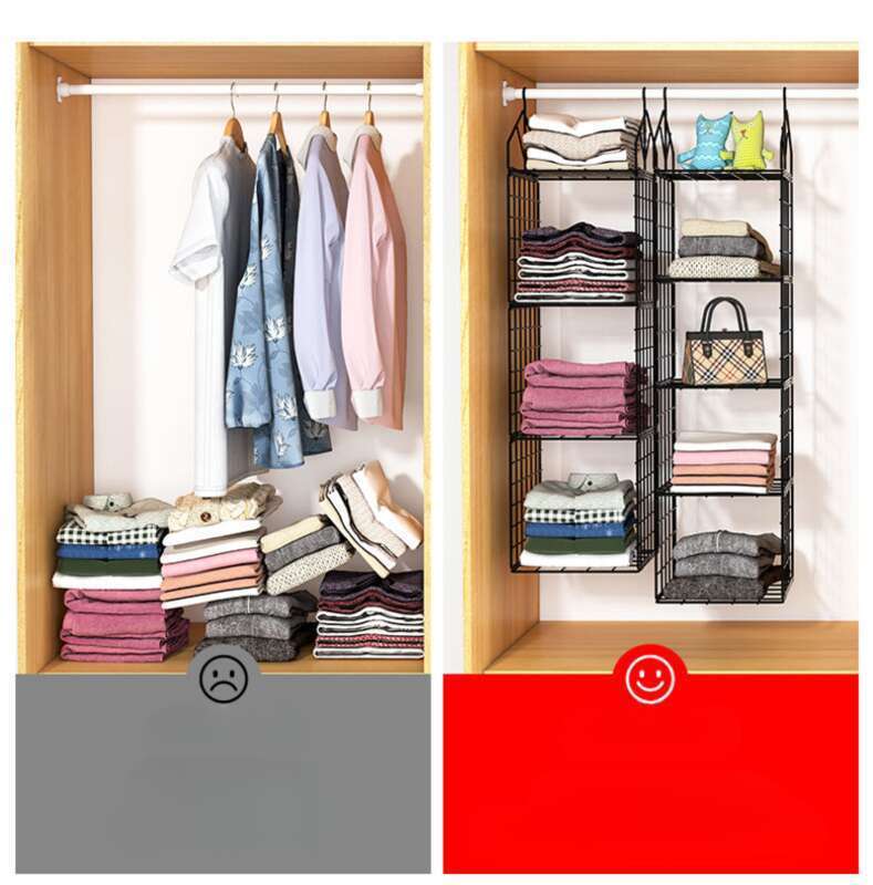 【 1161 People's Collection 】 Layered Wardrobe Storage Artifact Dormitory Built-in Shelf Cabinet Partition Hanging_voghion.com