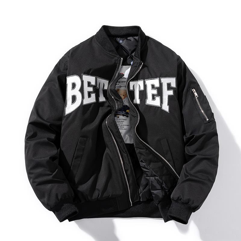 Vêtements pour hommes Automne et hiver manteau en coton brodé épaissi manteau en coton de baseball hommes et femmes couple ins tendance veste pilote ample manteau