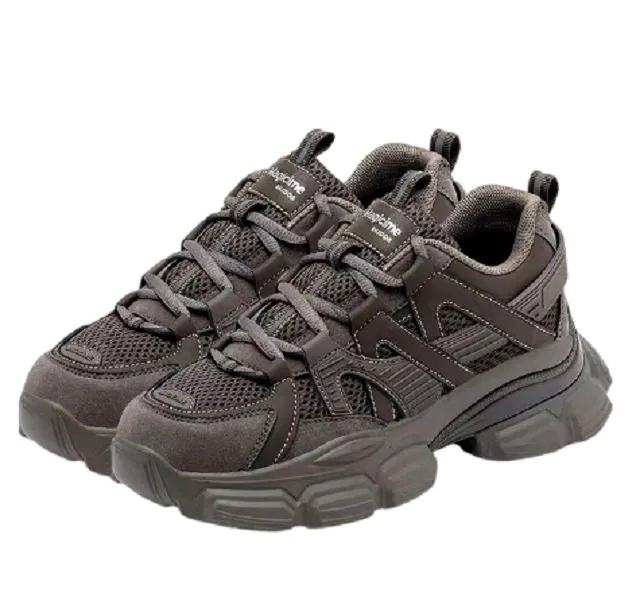 New Designer Unisex Shock Absorber Dad Shoes In Autumn And Winter Season, Gray Thick Soled Plush Couple Sports Casual_ecoleips.com
