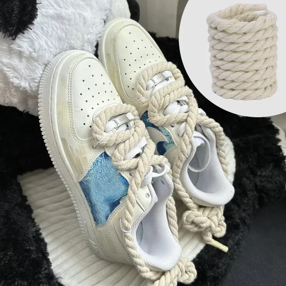 Parti di scarpe Accessori 2 PZ 120160CM Cotone spesso e intreccio Corda intrecciata Lacci delle scarpe grassetto Donna Uomo Sneakers basse Tela_voghion.com
