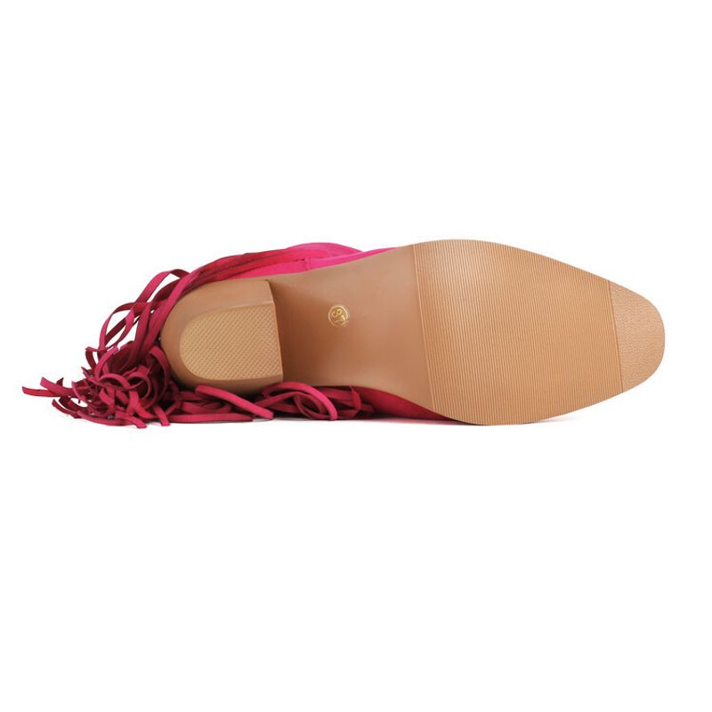 Spring new pointy rose red V-mouth boots_voghion.com
