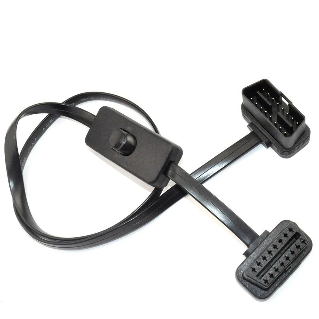 OBD2 II 16-pin Ultra-low Profile Power Switch J1962 M/F Extension Cable -_voghion.com