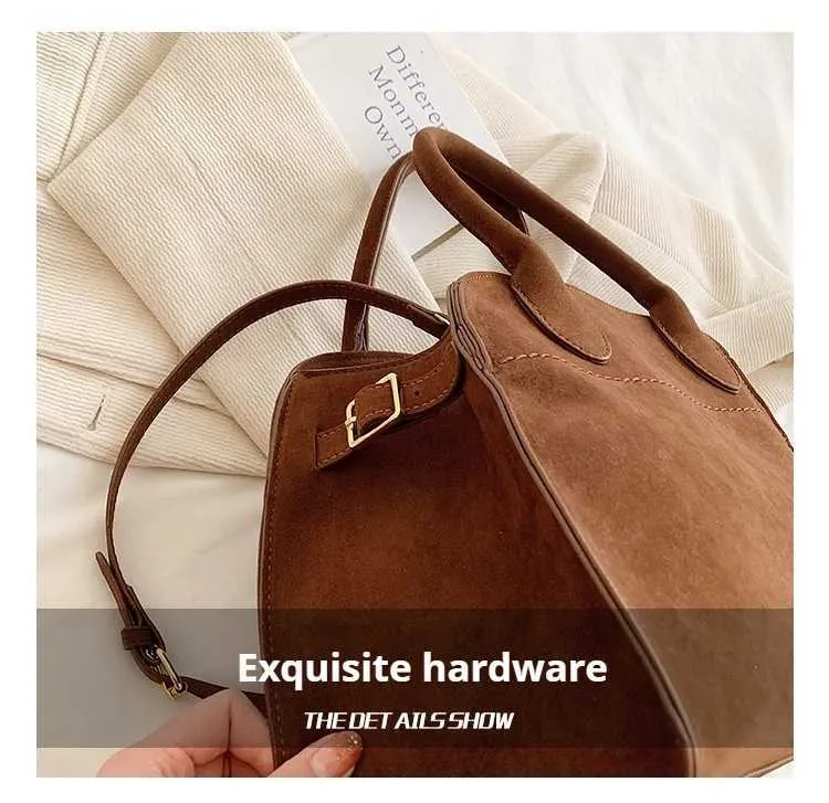 Designer Retro Suede Shoulder Bag Large Capacity Handbag Fashion_voghion.com