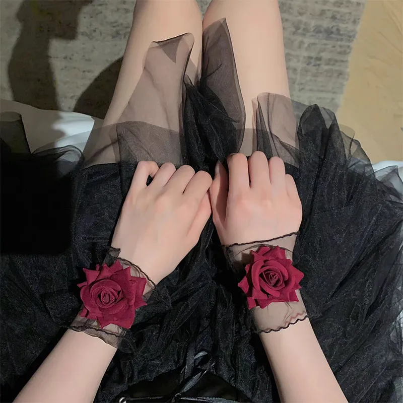 Gothic Rose Flower Bangle Bracelet Vintage Style For Women_voghion.com