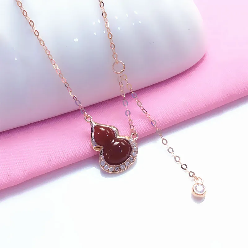 Catene Classiche 585 Viola Oro Intarsio Rubino Zucca Collana Per Le Donne Placcato 14k Rosa Pendente Vintage Stile Cinese Gioielli_voghion.com