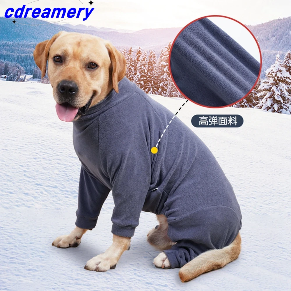 Abrigos de lana cálidos para perros, pijamas de cuatro patas, ropa para perros pequeños, medianos y grandes, ropa para clima frío, trajes de nieve para perros que cubren todo el cuerpo._voghion.com