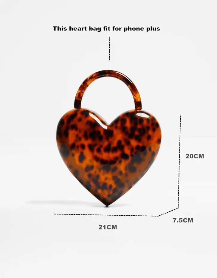 Acryl Herz Tasche Frauen Abend Party süße Bernstein Dot Farbe Geldbörse Clutch Handtasche Großhandel 240722_voghion.com