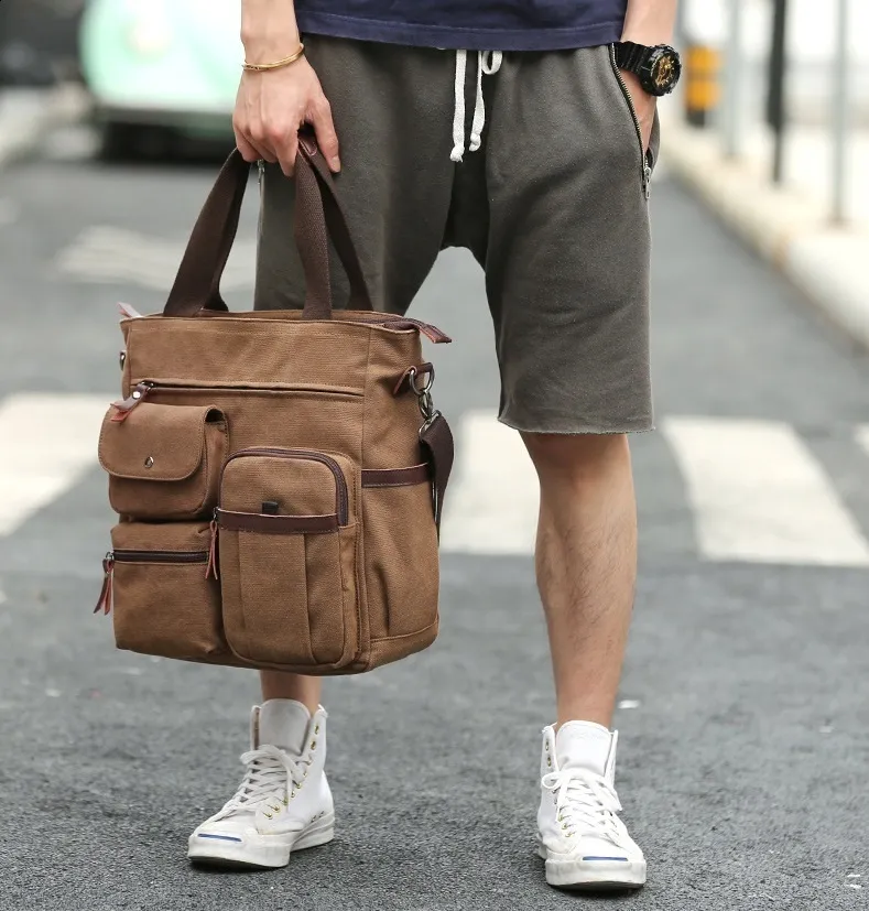 Borsa a tracolla da uomo in tela per laptop coreano da uomo alla moda, di alta qualità, valigetta da uomo 240815_voghion.com