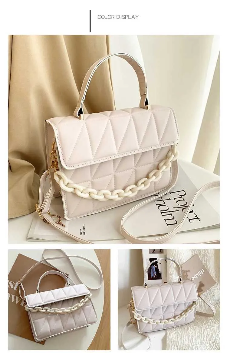 Rhombus Plaid Crossbody Bags For Women Chain Decor Fashion Shoulder Bag Ladies Handbag Casual And Simple Small Square_voghion.com