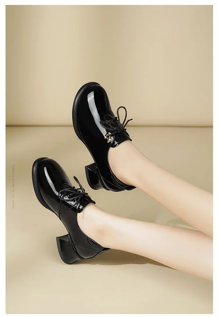 Dress AIYUQI Genuine Leather 2024 Fall Round Quality Head New Ladies Office Shoes British Lace Up Women Loafers Fd54_voghion.com